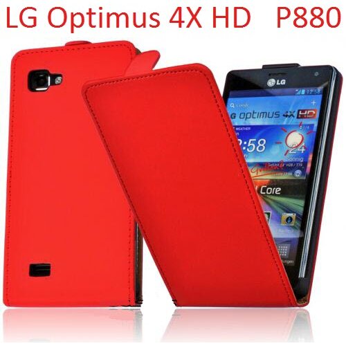  Preklopni etui / ovitek / za&amp;scaron;čita za LG Optimus 4X HD P880 - rdeči Slike