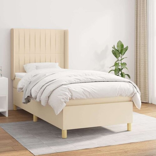 Box spring postelja z vzmetnico krem 100x200 cm blago, (20894563) Slike