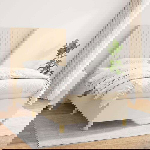  Krevet s oprugama i madracem krem 100 x 200 cm od tkanine Cijene