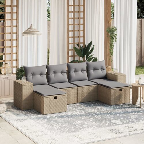 vidaXL 6-dijelni set vrtnih sofa s jastucima bež od poliratana Cijene