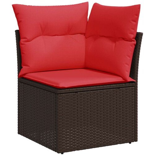  Kutna vrtna sofa od poliratana s jastucima smeđa - Smeđa 1 kutna sofa Slike