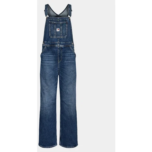 Tommy Jeans Jeans hlače z naramnicami Daisy DW0DW17291 Modra Straight Fit