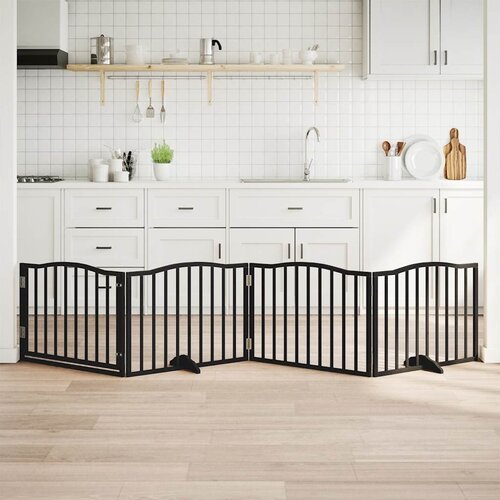 vidaXL Ograda za pse z vrati zložljiva 4 paneli črna 320 cm topolovina Cene