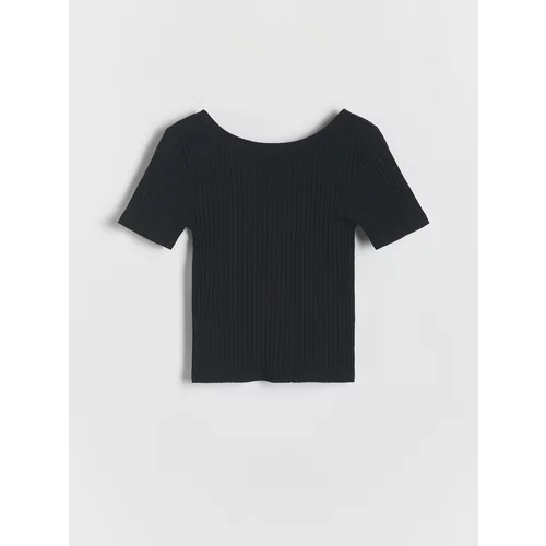 Reserved - Rebrasta majica kratkih rukava - crno