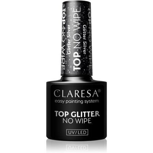 Claresa UV/LED Top Glitter No Wipe gel nadlak za nohte bleščeč odtenek Glitter Silver 5 g Cene