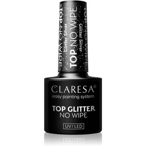 Claresa UV/LED Top Glitter No Wipe gel nadlak za nohte bleščeč odtenek Glitter Silver 5 g