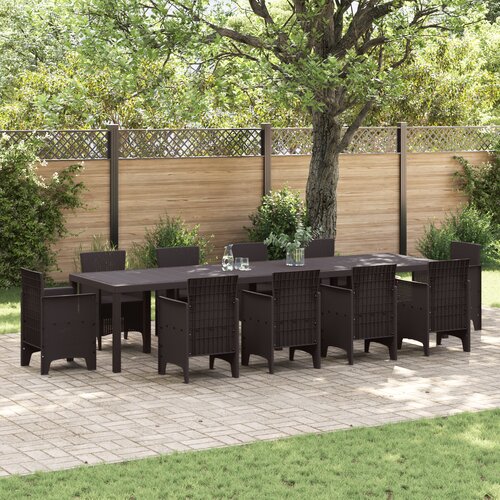 vidaXL vrtna miza rjava 350x100x73 cm poliratan Cene