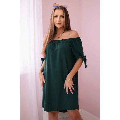 Włoski Dress tied on the sleeves dark green Cijene