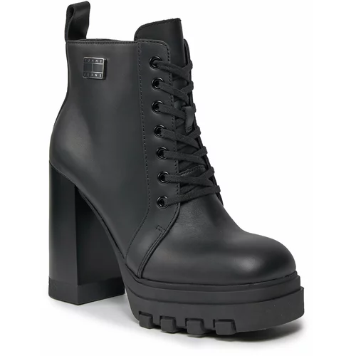Tommy Jeans Škornji Tjw High Heel Lace Up Boot EN0EN02408 Black BDS