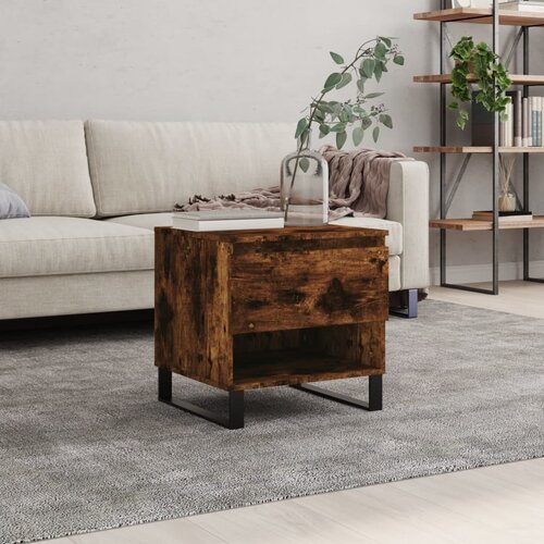 VidaXL Klubska mizica dimljeni hrast 50x46x50 cm inženirski les Slike