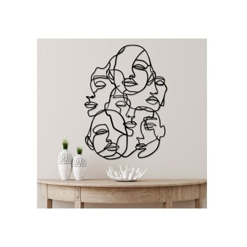 WALLXPERT Zidna dekoracija Facce-1, 42 x 60 cm, Crna Cene