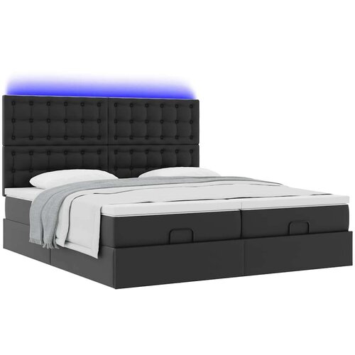 VidaXL Otomanski okvir kreveta s madracima crni 180x200cm umjetna koža Slike