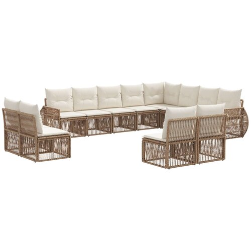 vidaXL Vrtna sedežna garnitura 12 pcs Bež in smetanasto bela, (5000269851) Cene