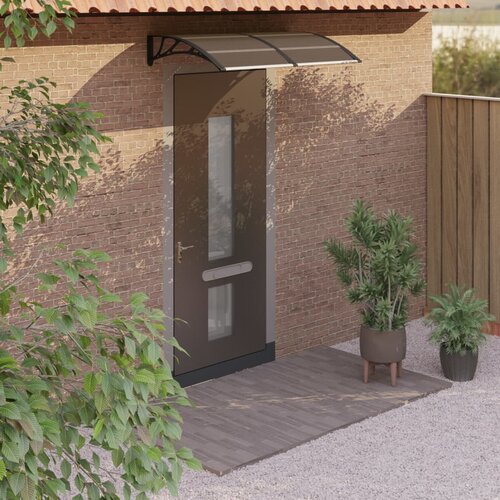 VidaXL Nadstre&amp;scaron;nica za vrata crna i prozirna 150 x 80 cm polikarbonat Slike