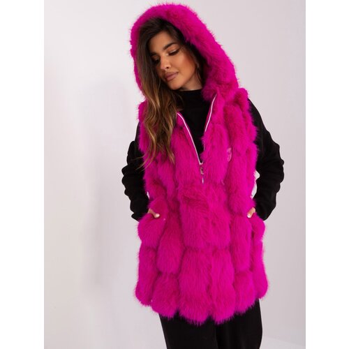 Fashion Hunters Fuchsia fur vest with eco-leather inserts Cijene
