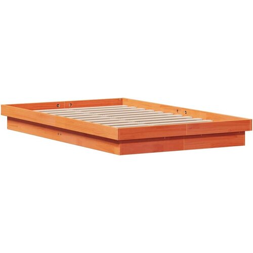 VidaXL LED okvir kreveta vo&amp;scaron;tano smeđi 120x190 cm od masivne borovine Slike