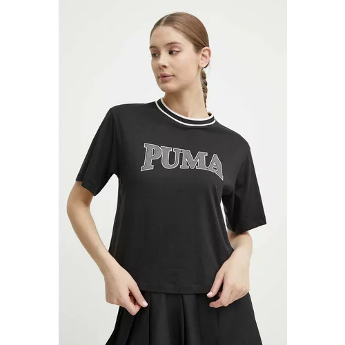 Puma Bombažna kratka majica ženski, črna barva