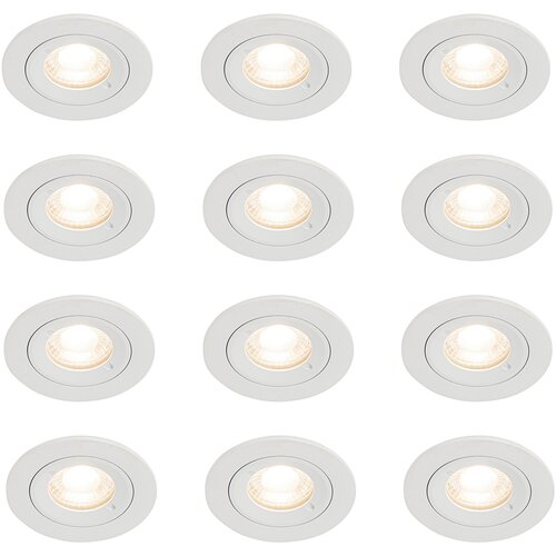 QAZQA Komplet 12 vgradnih reflektorjev belih okroglih GU10 50 mm IP44 - Xena Slike