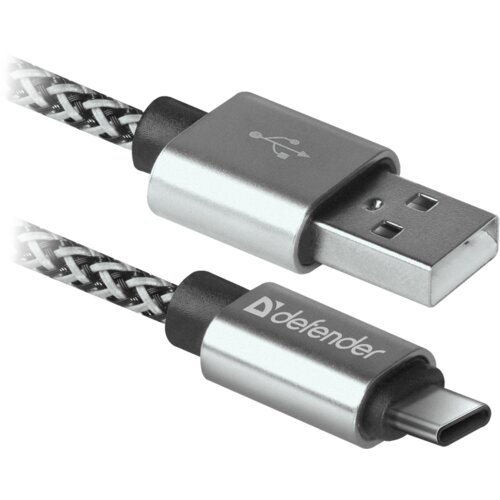 Defender Kabel USB09-03T PRO USB2.0 Sivi, USB AM-Type-C, 1m, 2.1A, (20468396) Slike