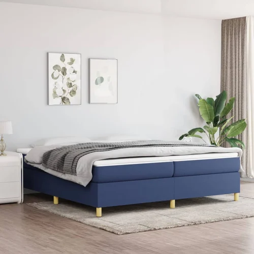 The Living Store Box spring postelja z vzmetnico moder 200x200 cm blago - Box Spring Postelja, (21513742)