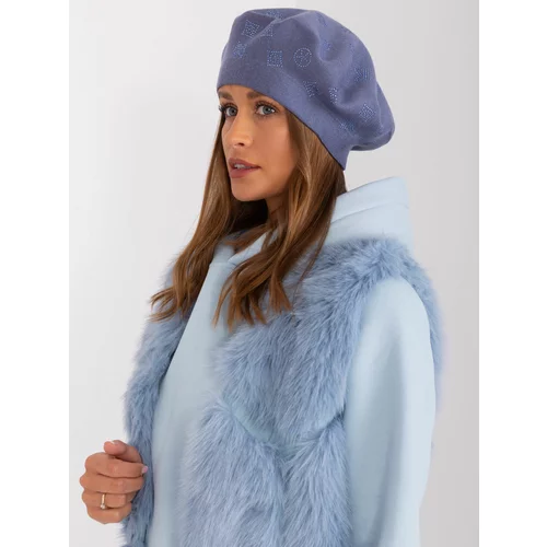 Fashion Hunters Grey-blue women's beret with appliqués