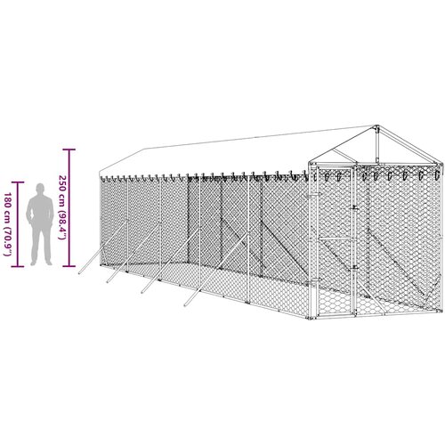  kavez za pse s krovom srebrni 2x10x2,5m pocinčani čelik Slike