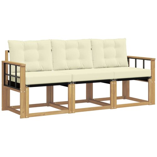 vidaXL Zunanja garnitura za sedenje z blazino 3 pcs Bela in krem, (5000280408) Cene