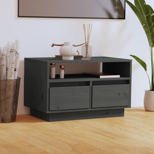 The Living Store TV omarica siva 60x35x37 cm trdna borovina - TV Omarica, (21377029) Slike