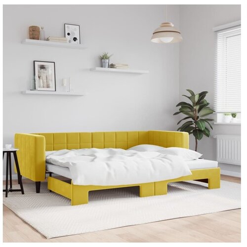 VidaXL Izvlečna dnevna postelja rumena 80x200 cm žamet Slike