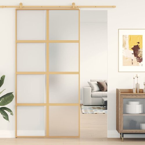 vidaXL Drsna vrata zlata 102,5x205 cm mat ESG steklo in aluminij Cene