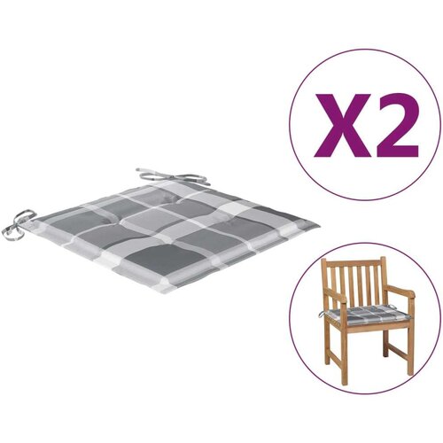 vidaXL Jastuci za vrtne stolice 2 kom sivi karirani 50x50x3 cm tkanina Cene