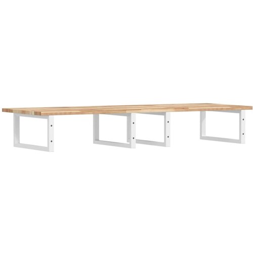  Zidna polica za umivaonik od čelika i masivnog bagremovog drva Smeđa 120 x 50 x 2 cm Slike