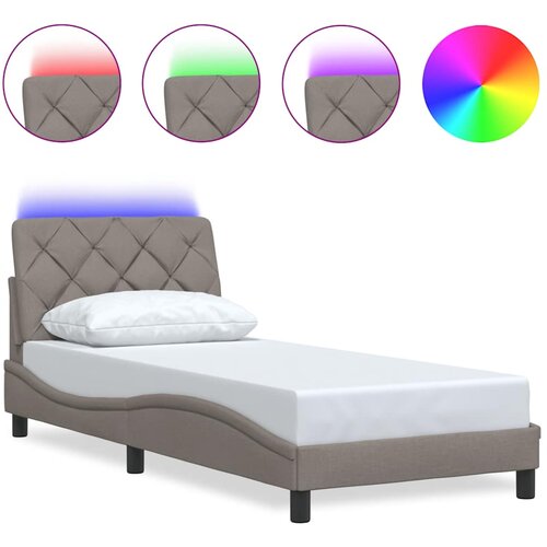 Maison Chic Posteljni okvir - Enojna postelja - Postelja za odrasle z LED brez vzmetnice Taupe 90x200cm Tkanina, (21695376) Cene