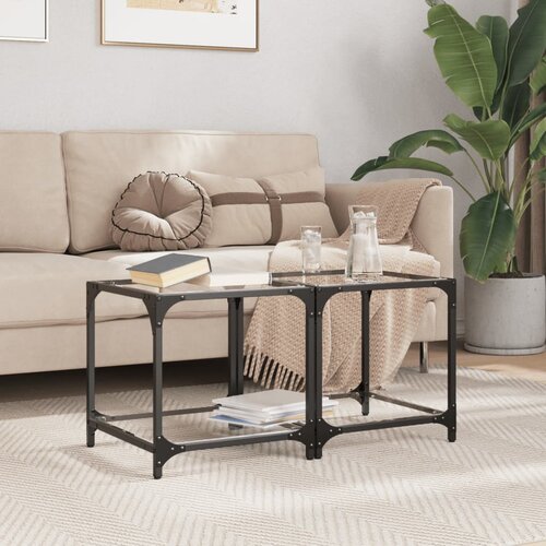 Furnova Klubske mizice s stekleno povr&amp;scaron;ino 2 kosa 40x40x40 cm jeklo, (21915717) Slike
