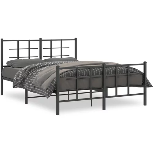 Metalni okvir kreveta uzglavlje i podnožje crni 135x190 cm