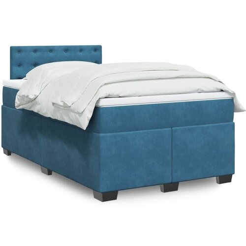 VidaXL Box spring postelja z vzmetnico modra 120x190 cm žamet Slike