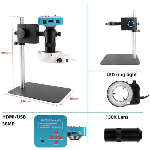 YIZHAN Digitalni mikroskop, 130X zoom leča, HDMI/USB izhod, 38MP Set, (5000202206) Slike