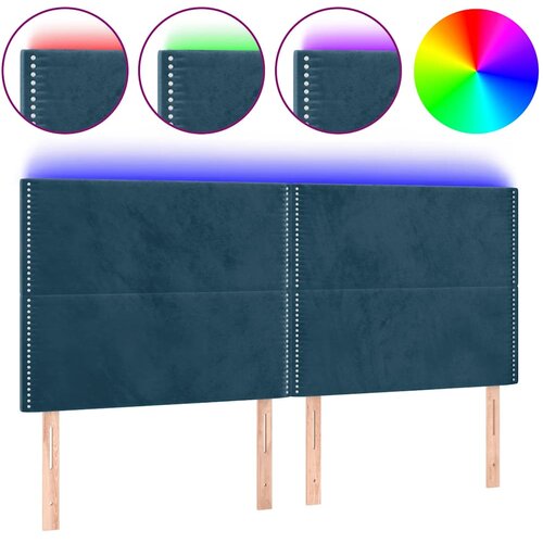  LED uzglavlje tamnoplavo 200x5x118/128 cm od tkanine Slike