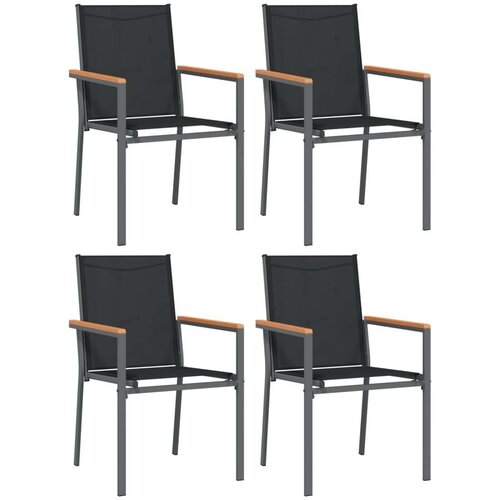 VidaXL Vrtne stolice 4 kom crne 55 x 61 5 x 90 cm tekstilen i čelik Slike