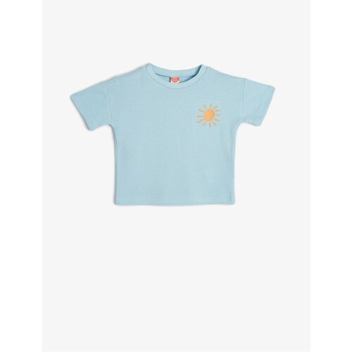 Koton Basic T-Shirt Short Sleeve Sun Embroidered Crew Neck Cotton Cene