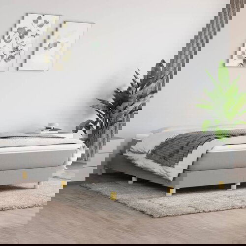 VidaXL Box spring posteljni z vzmetnico svetlo siv 140x190 cm blago Slike