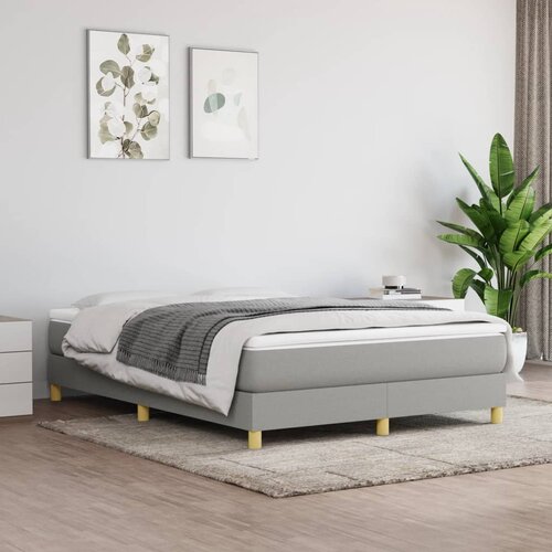 VidaXL Krevet s oprugama i madracem svjetlosivi 140x190 cm od tkanine Slike