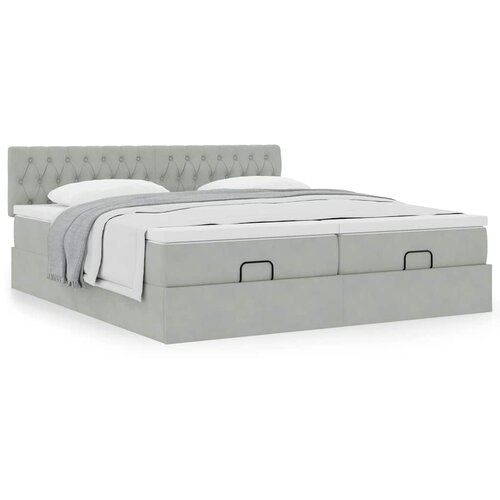 VidaXL Otomanski posteljni okvir z vzmetnicami siv 180x200cm žamet Slike