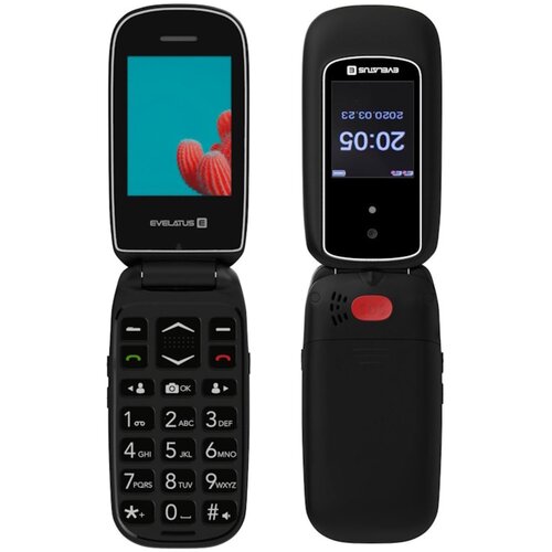 Evelatus Preklopni mobilni telefon Wave z 2 gumboma, dvojno sim in LCD SOS funkcijo za starejše, črn, (21207649) Cene