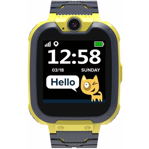 Canyon Tommy KW-31, Kids smartwatch, 1.54 inch colorful screen, Camera 0.3MP, Mirco SIM card, 32+32MB, GSM(850/900/1800/1900MHz), 7 games inside, 380mAh battery, compatibility with iOS and android, Yellow, host: 54*42.6*13.6mm, strap: 230*20mm, 45g - CNE-