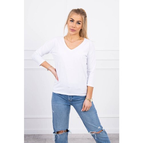 Kesi White blouse with V-neck Slike