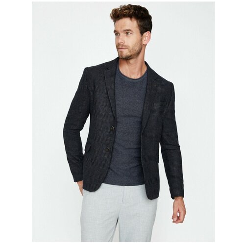 Koton Men's Gray Button Detailed Blazer Jacket Slike