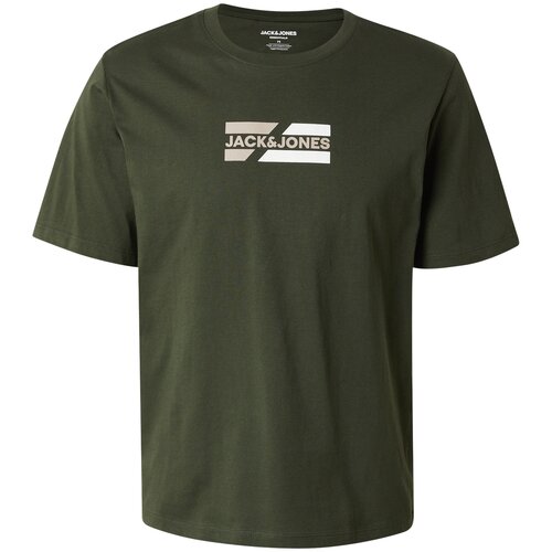 Jack & Jones Majica 'JJECorp' bež / temno zelena / off-bela Cene
