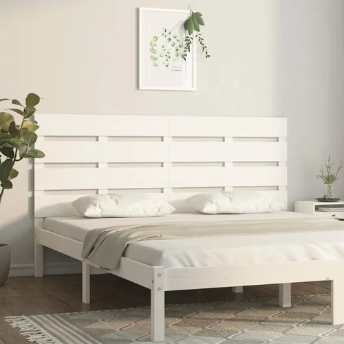 vidaXL posteljno vzglavje belo 140x3x80 cm trdna borovina