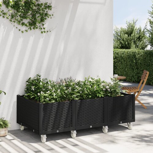  Vrtna sadilica s kotačima crna 150 x 80 x 54 cm PP Slike
